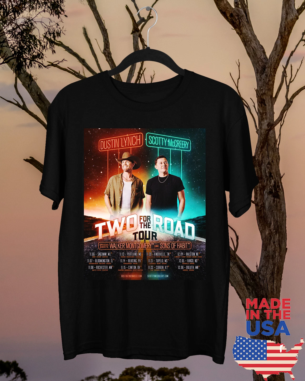 Dustin Lynch Scotty Mccreery Two For The Road' Tour T Shirt