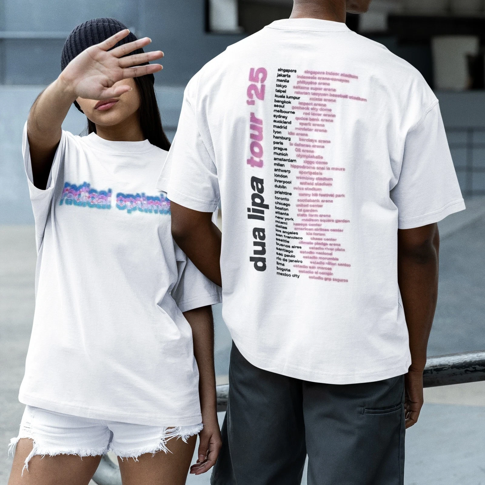 Dua Lipa Radical Optimism Tour Dates 2025 Two Sided Shirt White