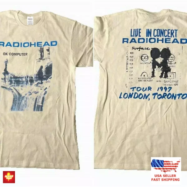 Radiohead Ok Computer Albums 90S Graphic Sand T Shirt