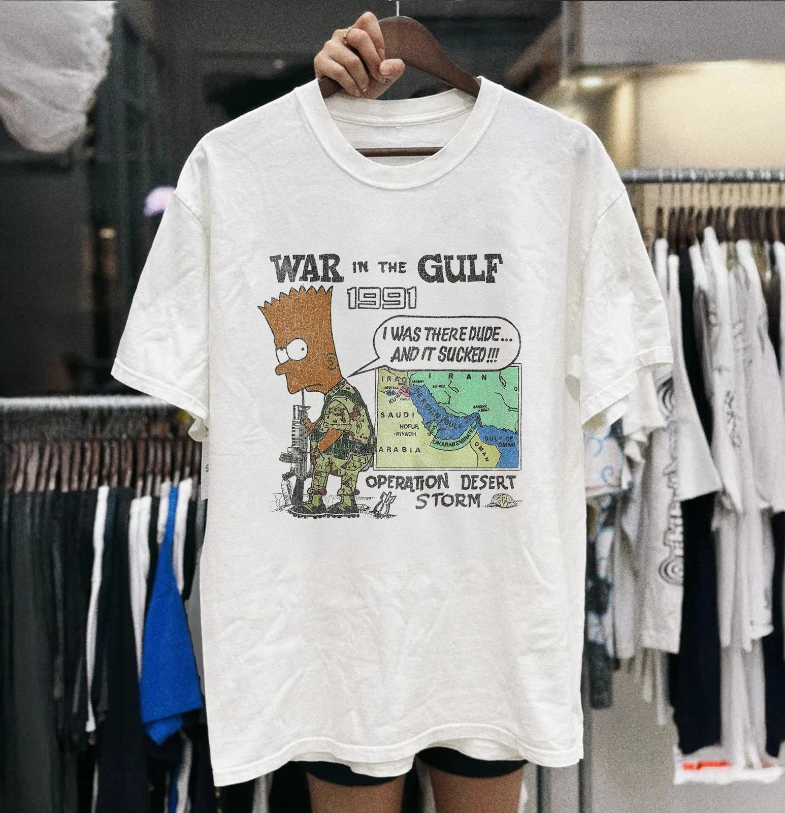Bootleg Bart 90S Energy War In The Gulf 1991 White Shirt