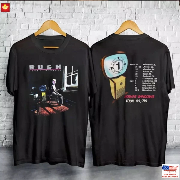 Rush Power Windows Tour 1985 Shirt Black Band Concert 80S Gift