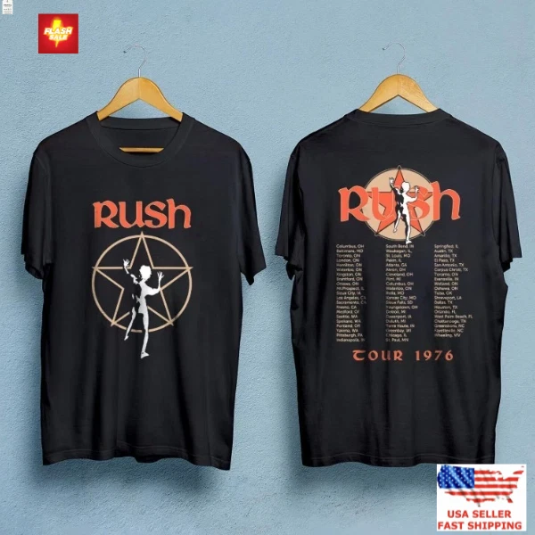 Rush Band Music Tour 1976 Shirt, Vintage Rock Concert Shirt