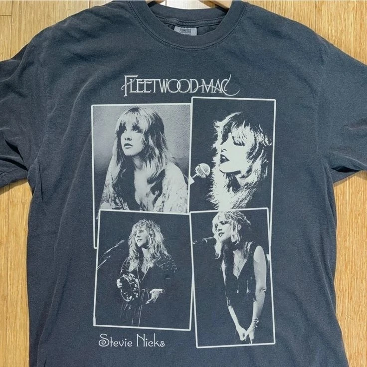 Stevie Nicks Fleetwood Mac Band 90S Retro Style Black T Shirt