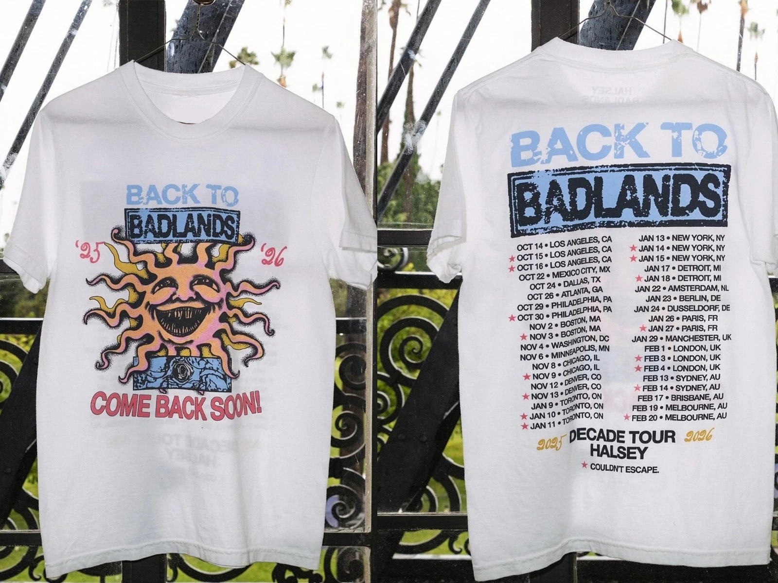 Halsey Back To Badlands Merch Decade Tour 2025 2026 Reprint Shirt