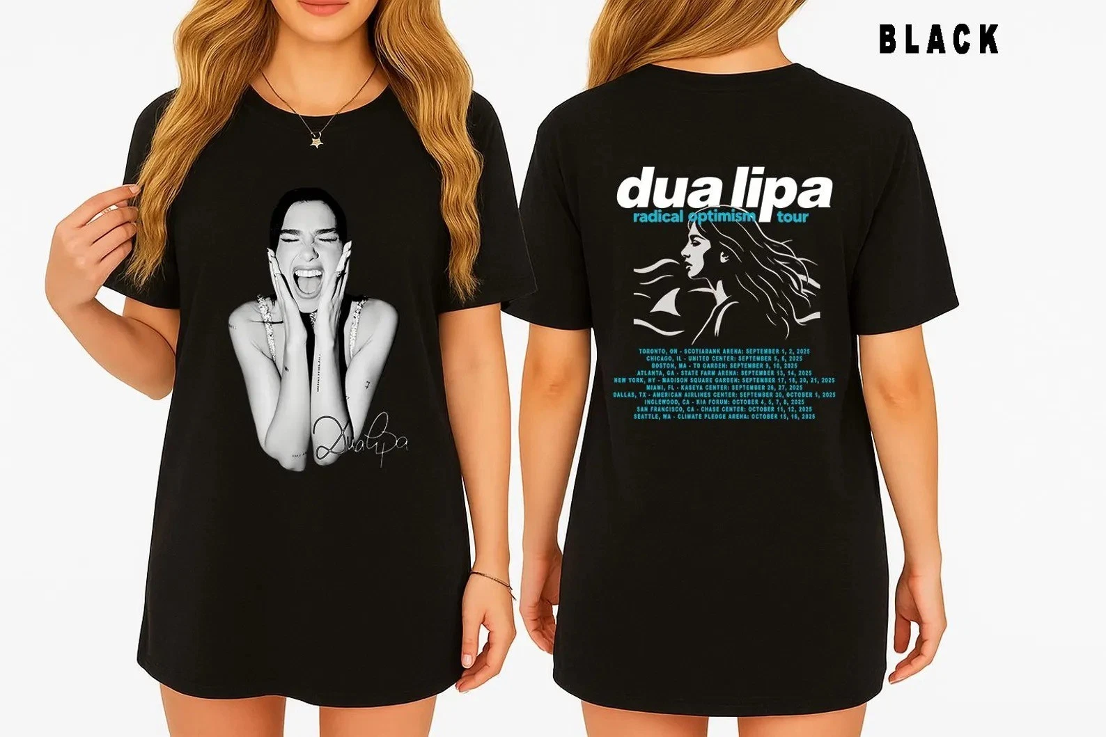 Dua Lipa Radical Optimism Tour Merch Concert Music Double Sided Shirt