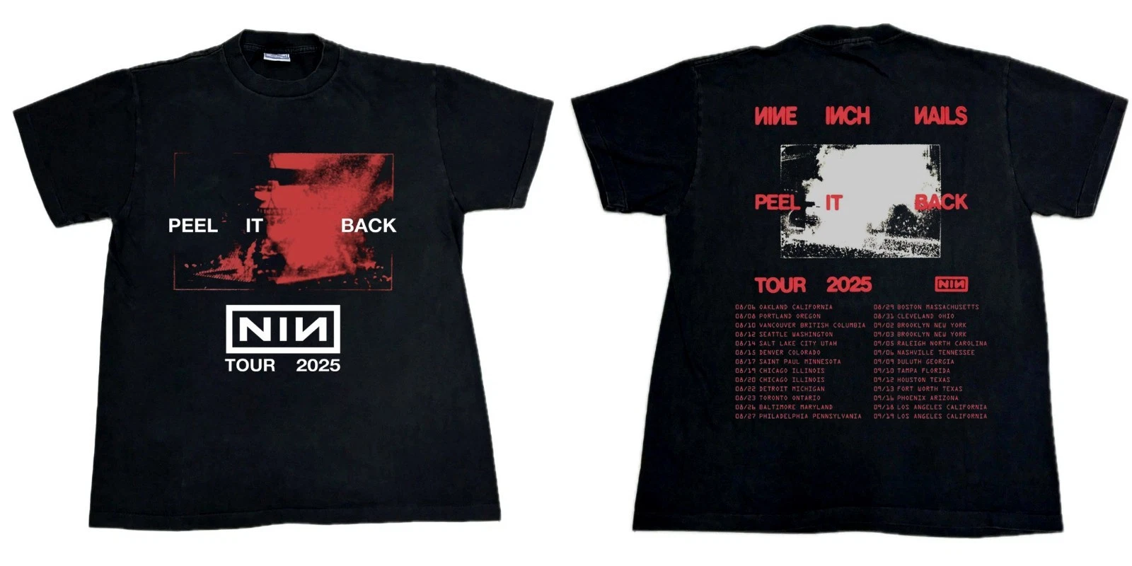 Nine Inch Nails 2025 Peel It Back Tour Record Exclusive T Shirt