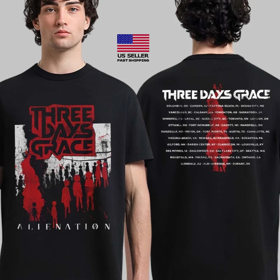 Three Days Grace Alienation 2025 Tour Merch Two Sided Shirt