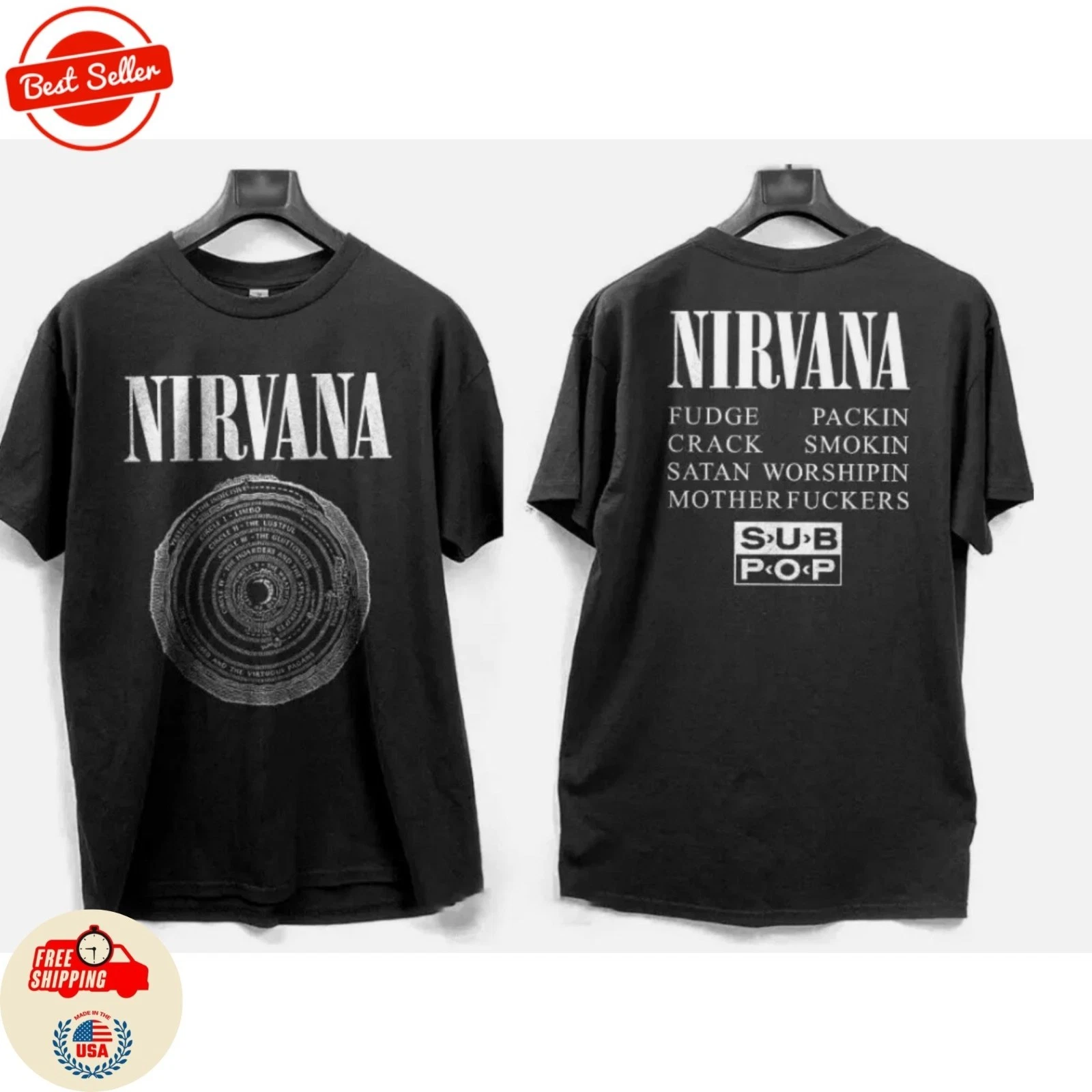 Nirvana Shirt Live 90S Concert Tour Utero Distressed Vintage