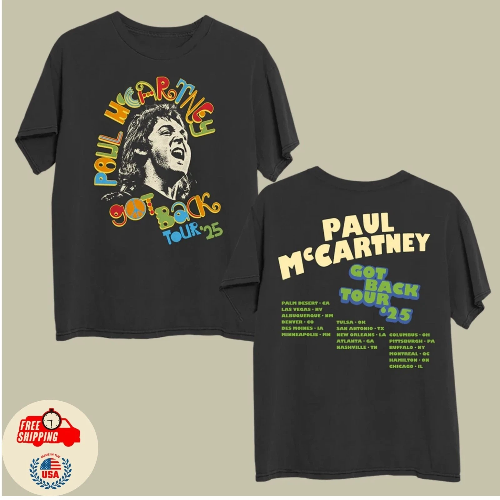 Paul Mccartney Got Back 2025 Peace Shirt Two Side