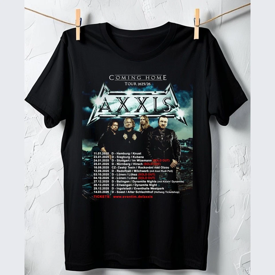 Axxis Band Coming Home 2025 2026 Tour Shirt Black Unisex S-5Xl