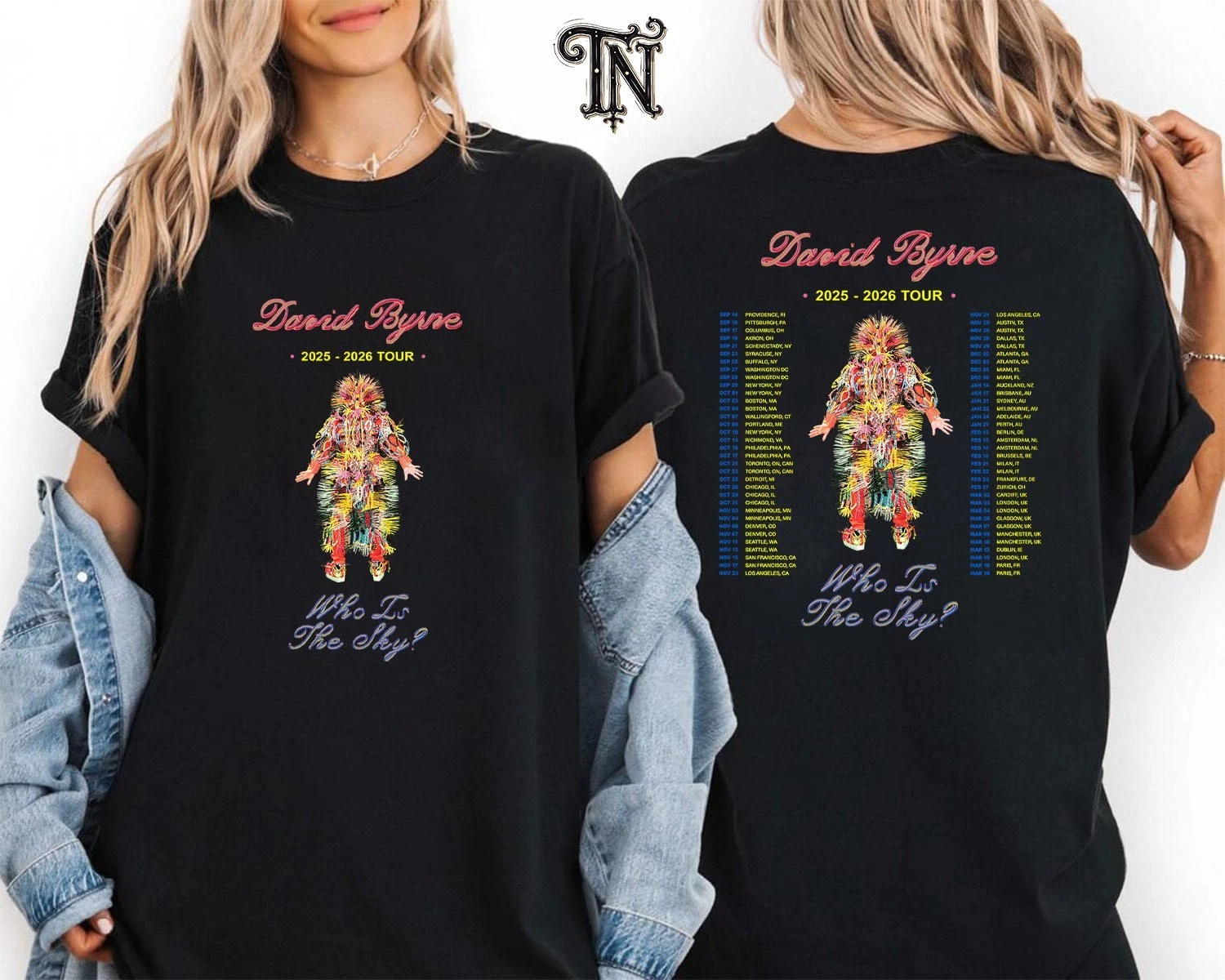 David Byrne Who Is The Sky World Tour 2025_2026 Double Sided Unsiex Shirt