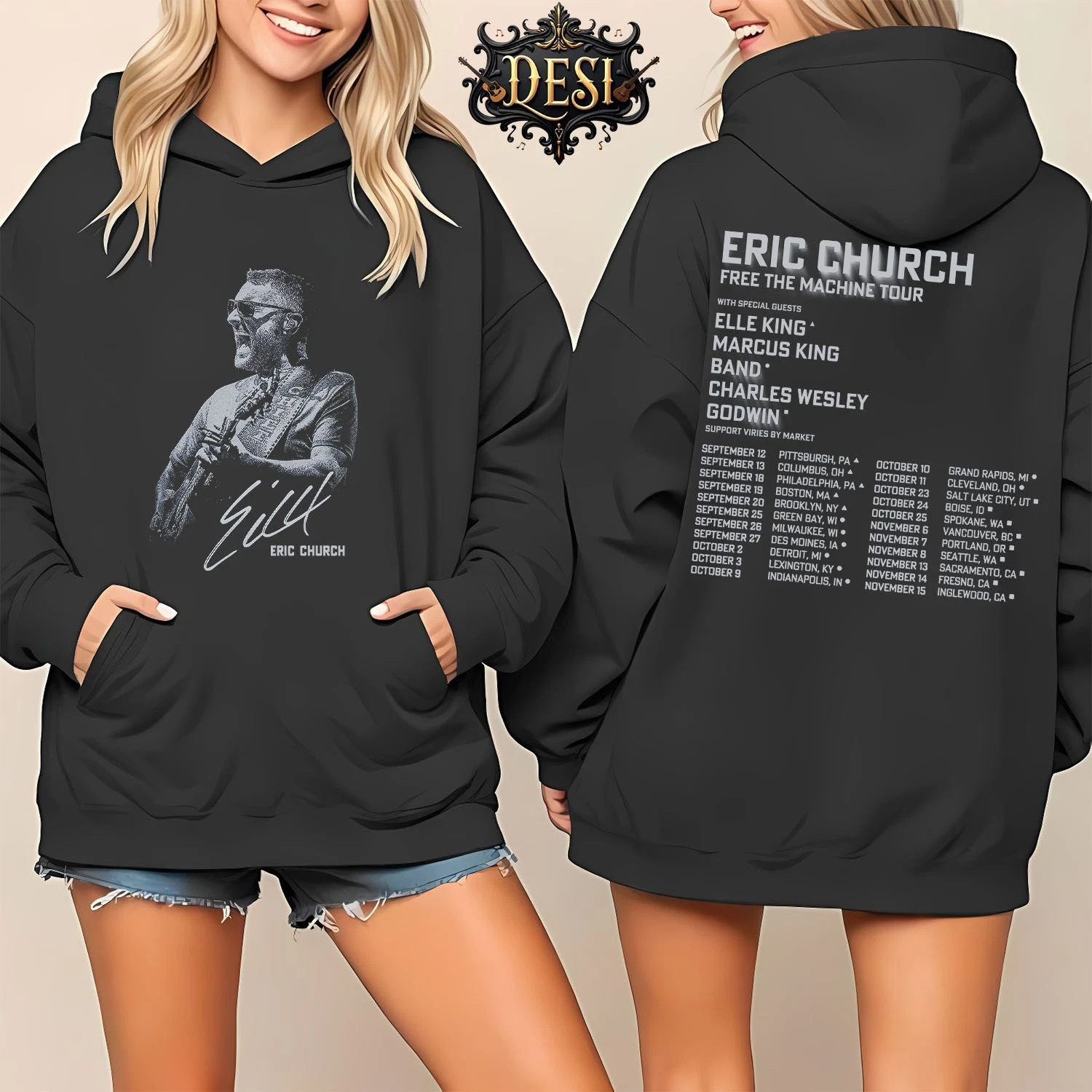 Eric Church Free The Machine Tour 2025 Music Concert Hoodie