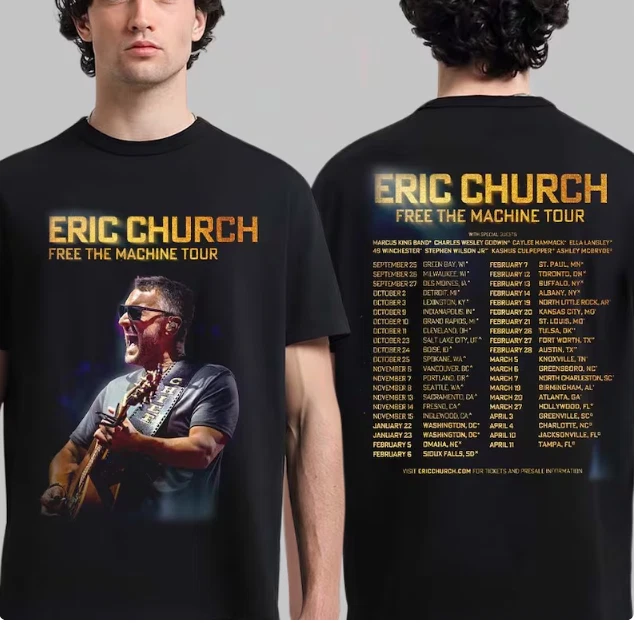 Eric Church Free The Machine Tour 2025 2026 North America Schedule Dates Shirt