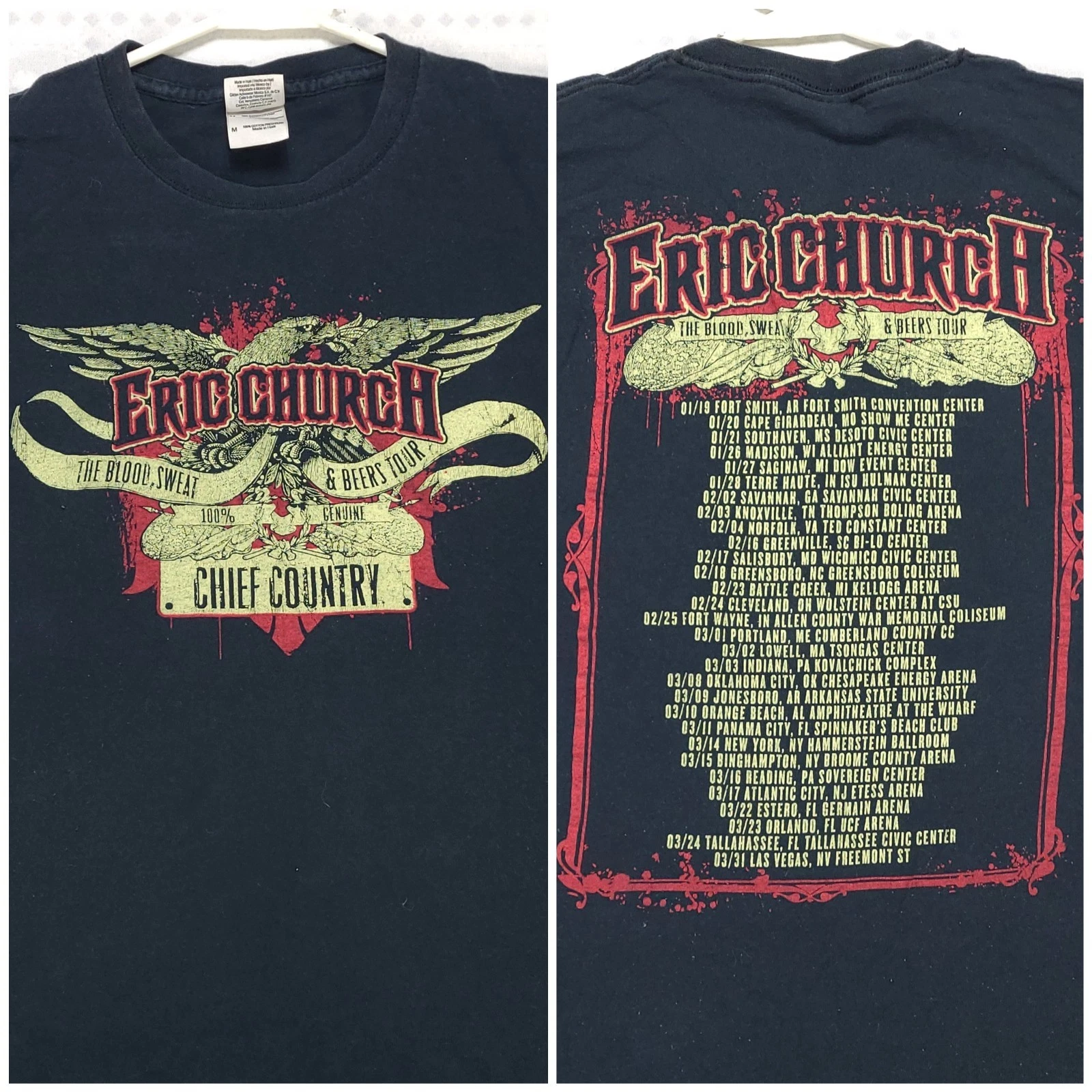 Eric Church The Blood Sweat And Beers Tour Vintage T Shirt