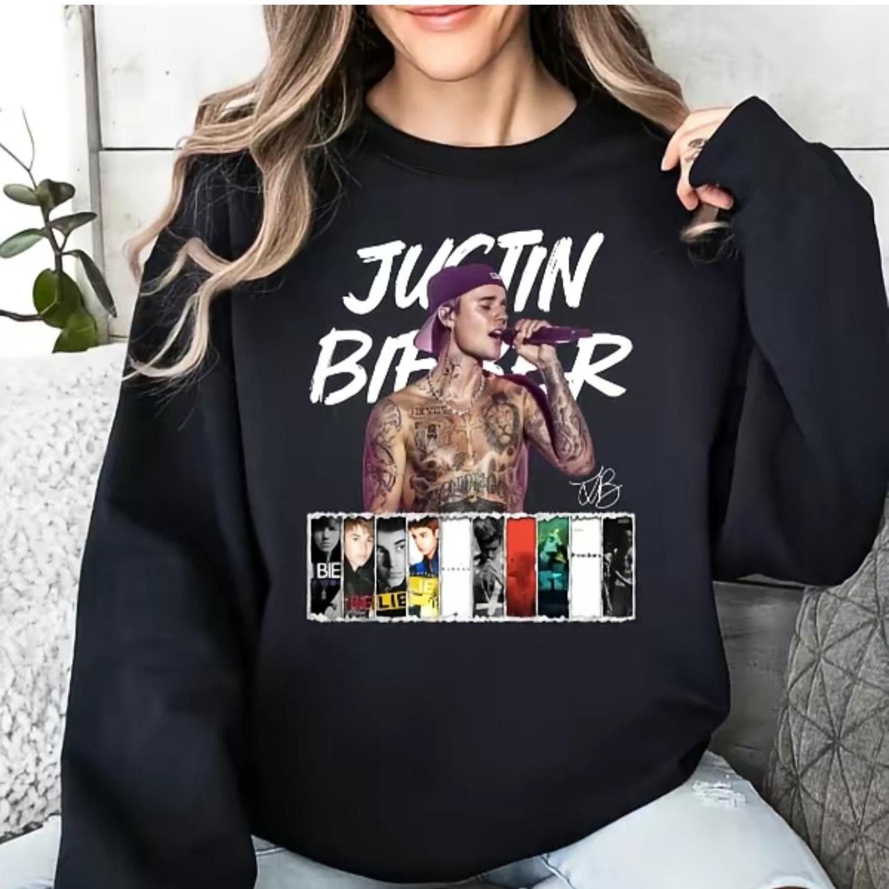 Justin Bieber Pop Vintage Sweatshirt Black