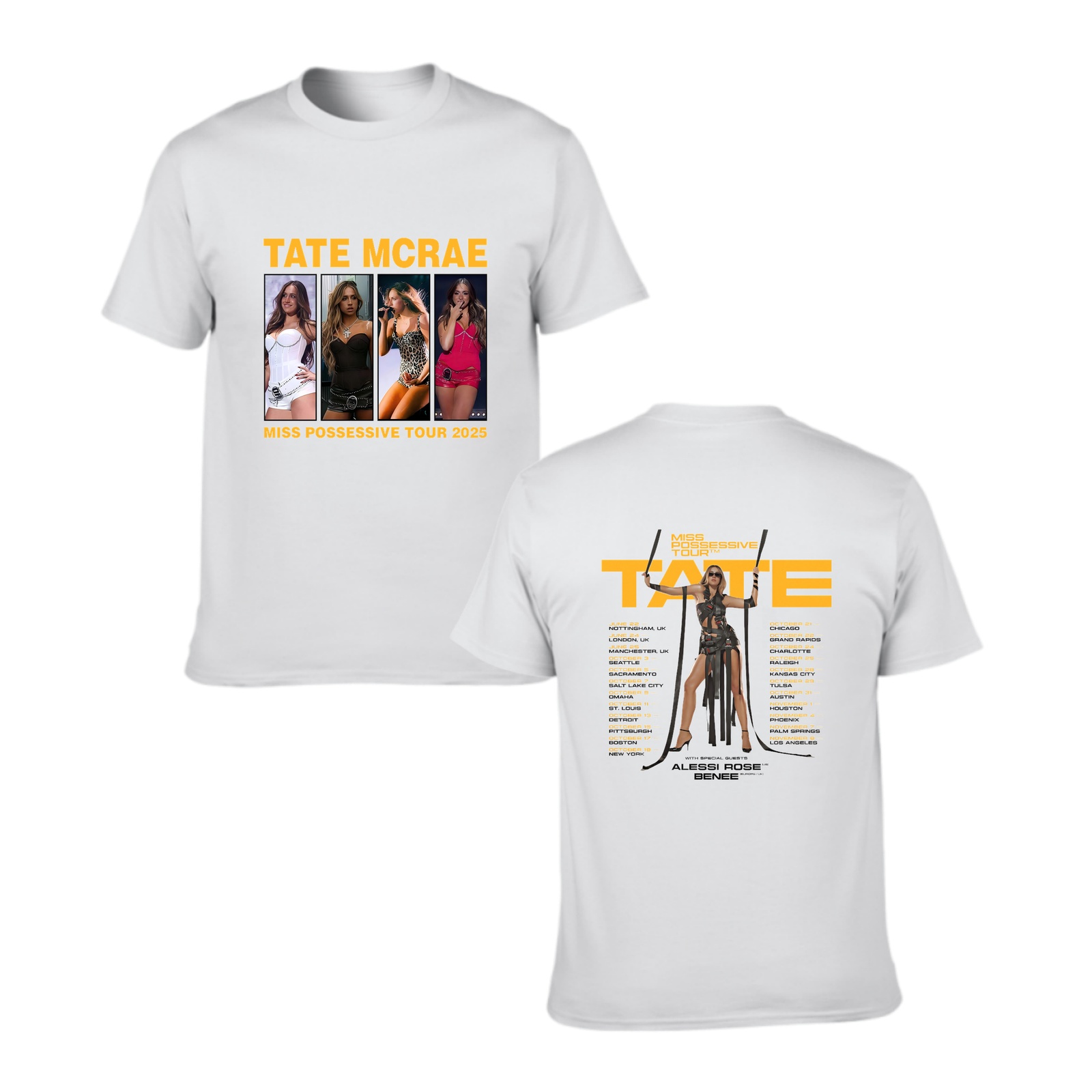 Tate Mcrae Miss Possessive Tour 2025 Merch Shirt White