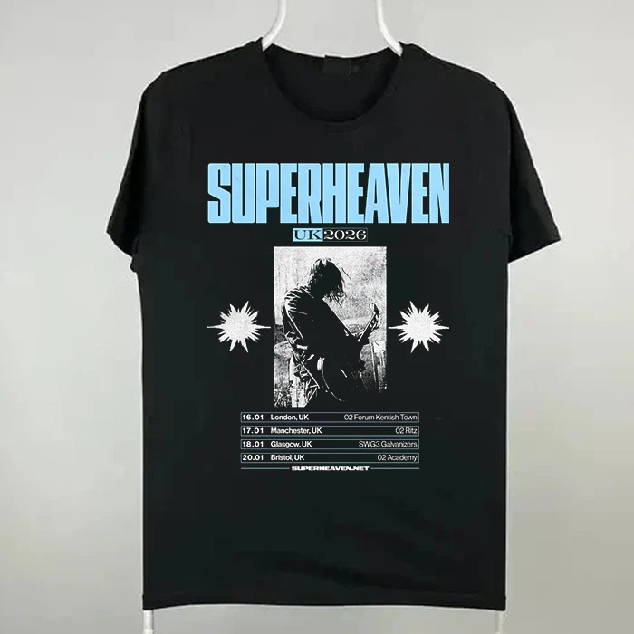 Superheaven Band Uk 2026 Tour Black Cotton T Shirt
