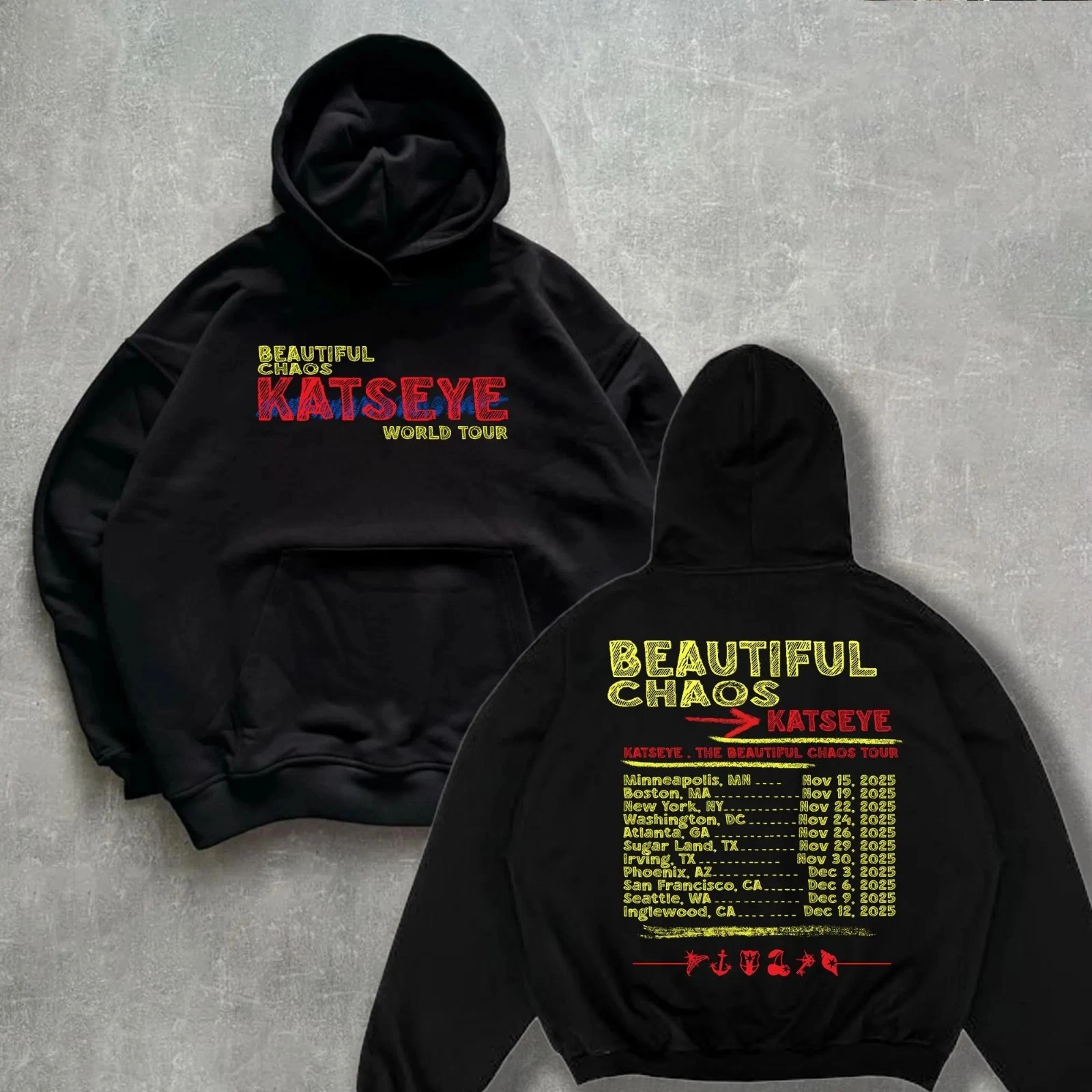 Katseye The Beautiful Chaos Tour 2025 Katseye Gnarly Unisex Hoodie