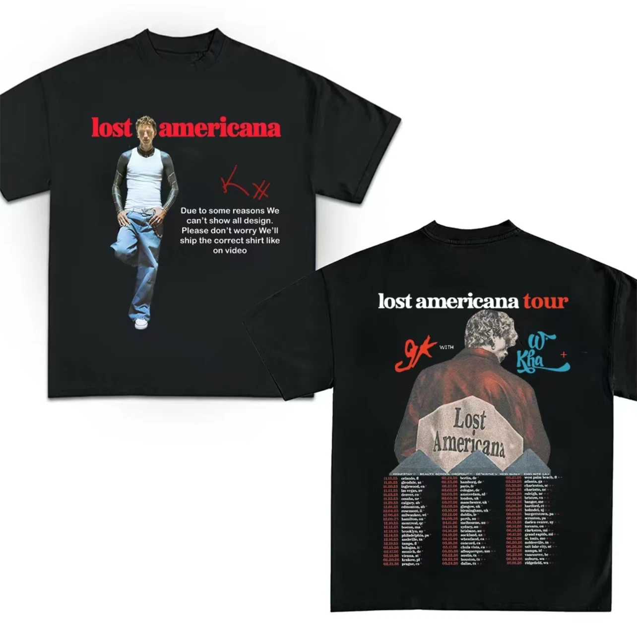 Lost Americana Tour Dates 2025 Inspired Double Sided Unsiex Shirt