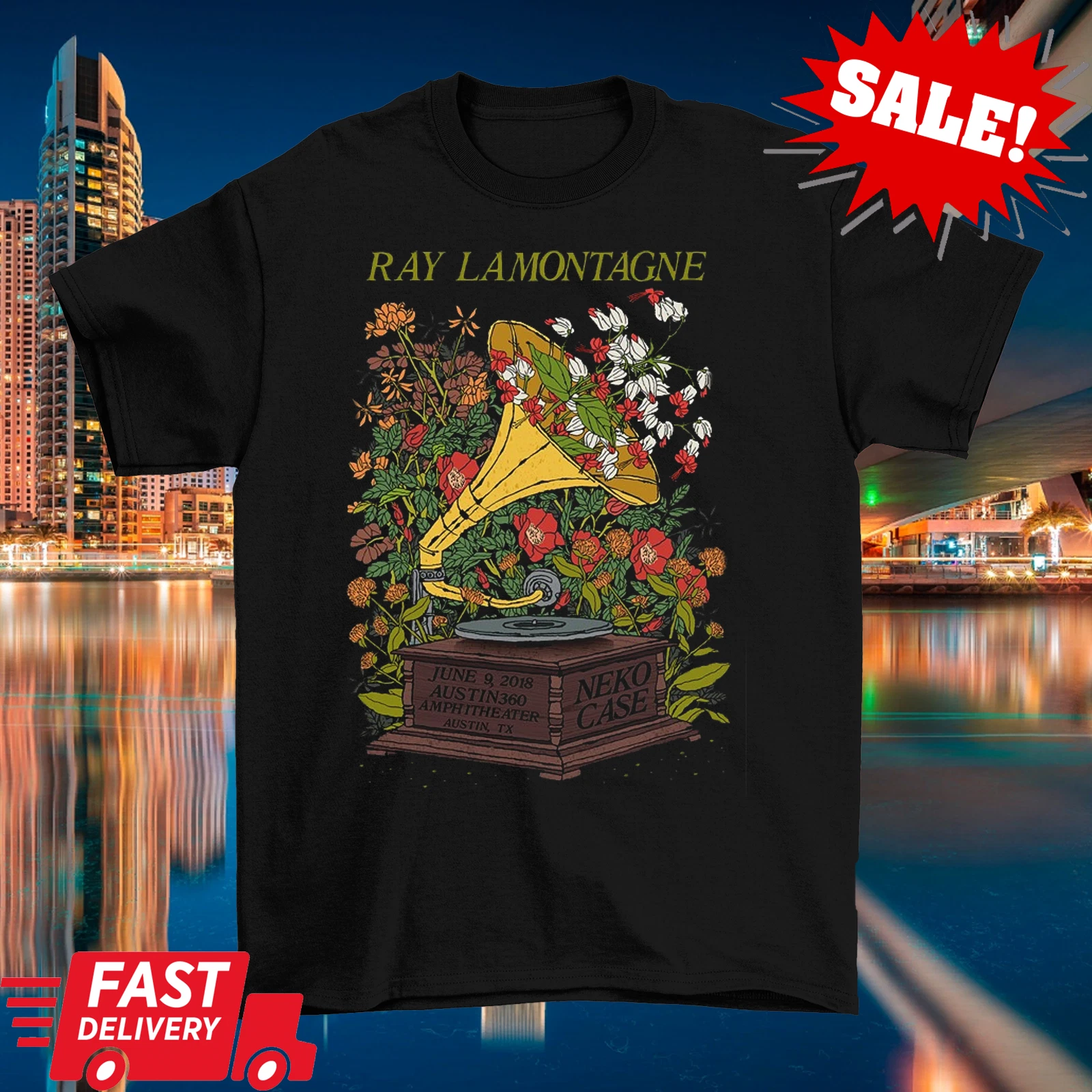 Ray Lamontagne Poster Tour T Shirt Classic Black