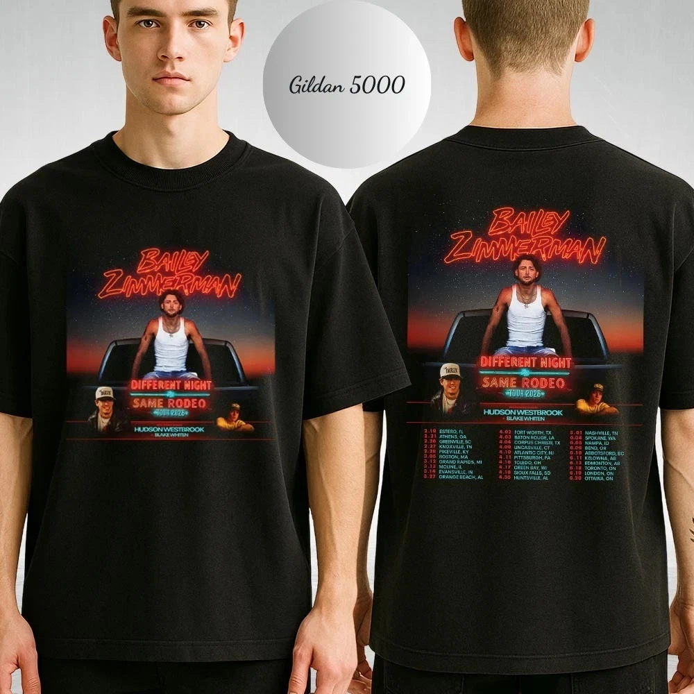 Bailey Zimmerman Different Night Same Rodeo Tour 2026 Poster Shirt