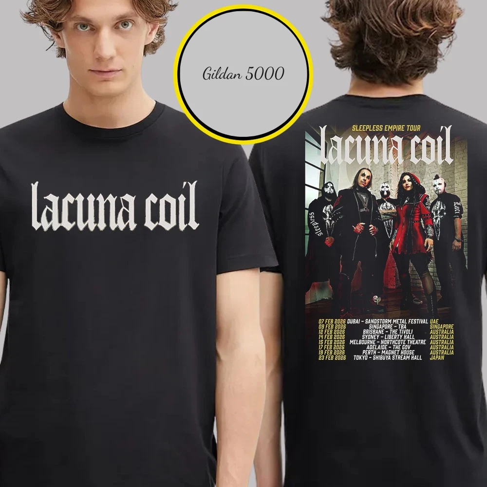 Lacuna Coil Sleepless Empire World Tour 2026 Schedule Two Sided Unisex Shirt