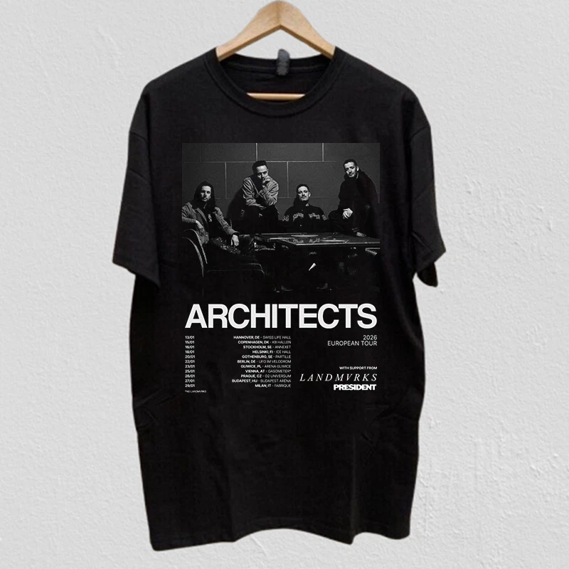 Architects Band 2026 Eu Tour Black Cotton T Shirt Full Size S-5Xl