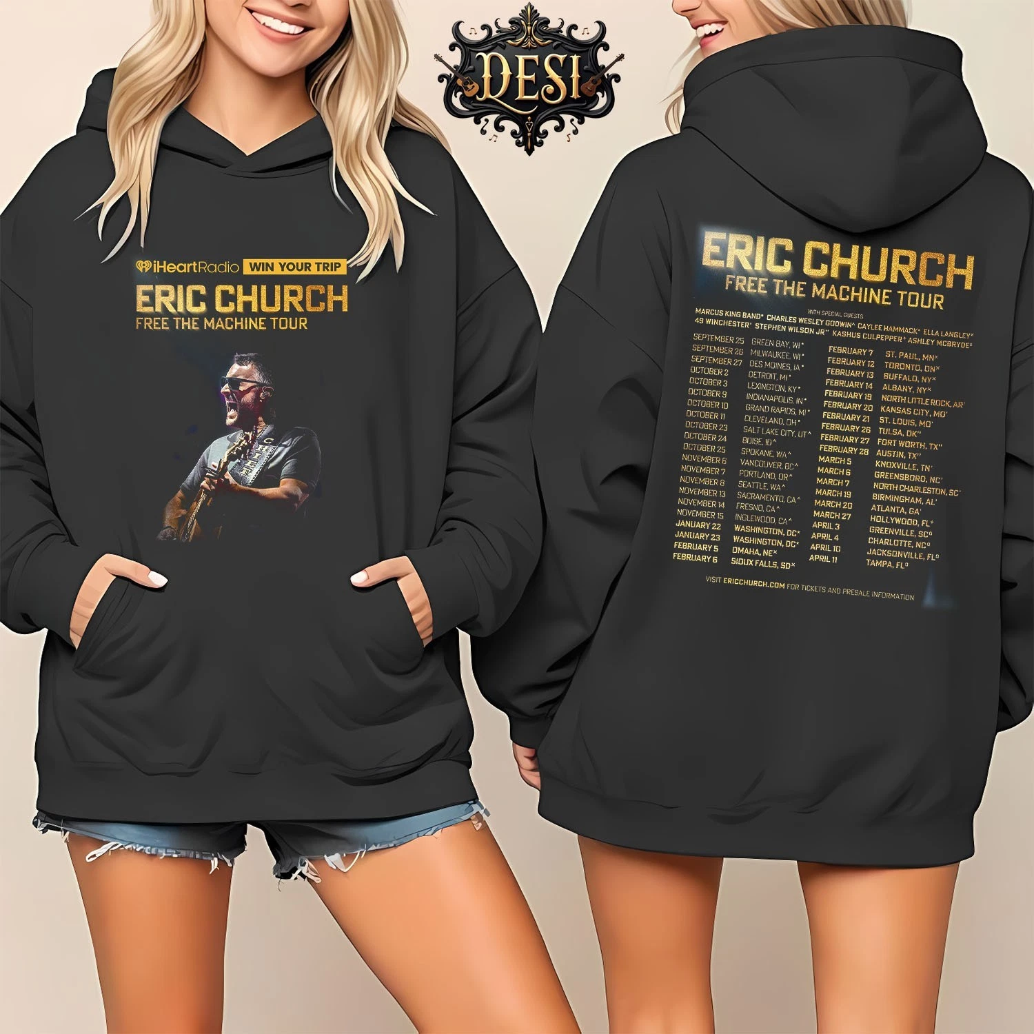 Eric Church Free The Machine Tour 2025 2026 North America Unisex Hoodie