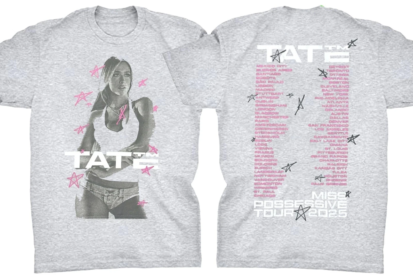 Tate Mcrae Reprinted Collectible Tour Unisex Sport Grey Cotton Shirt