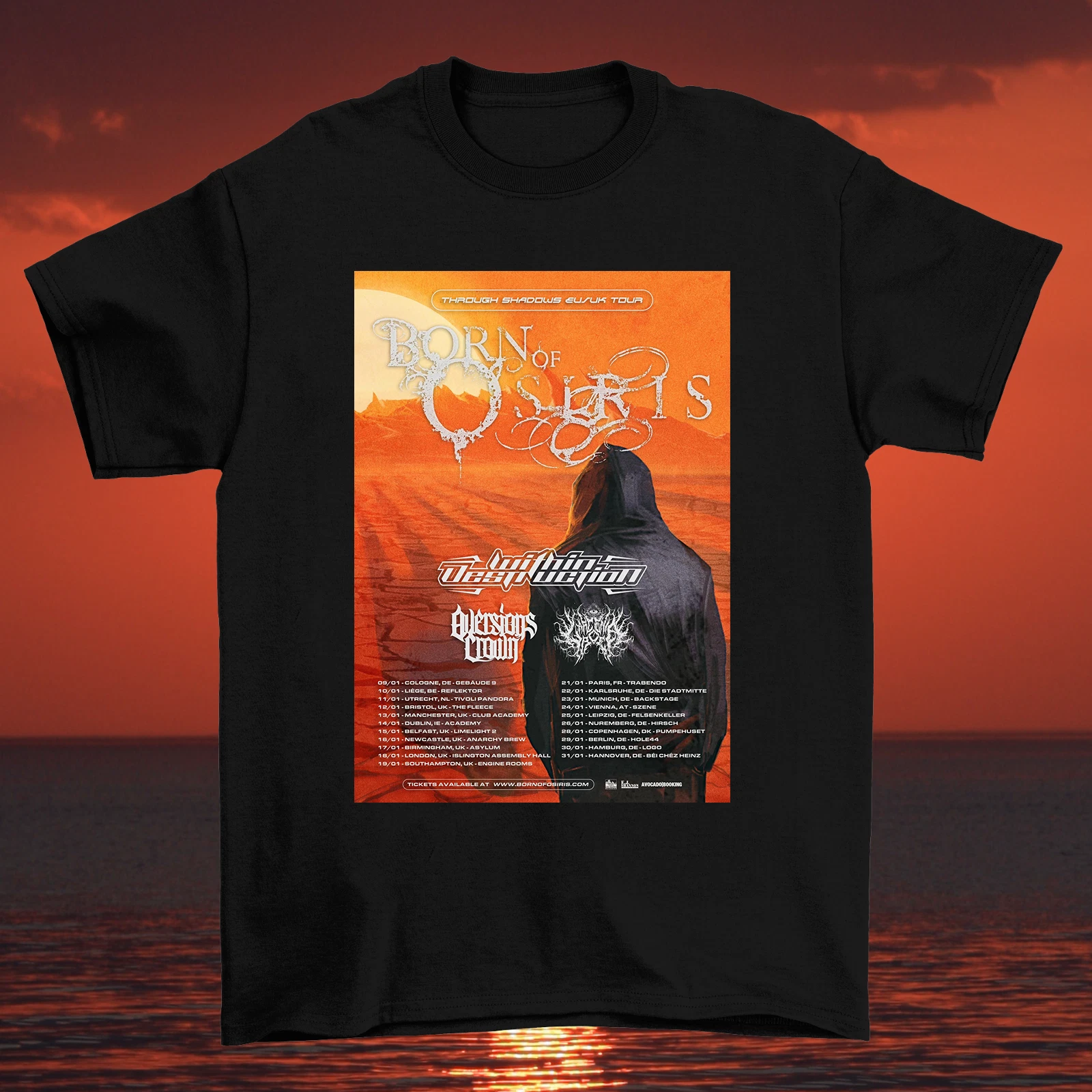 Born Of Osiris Early 2026 European Uk Tour T Shirt Full Size S-5Xl