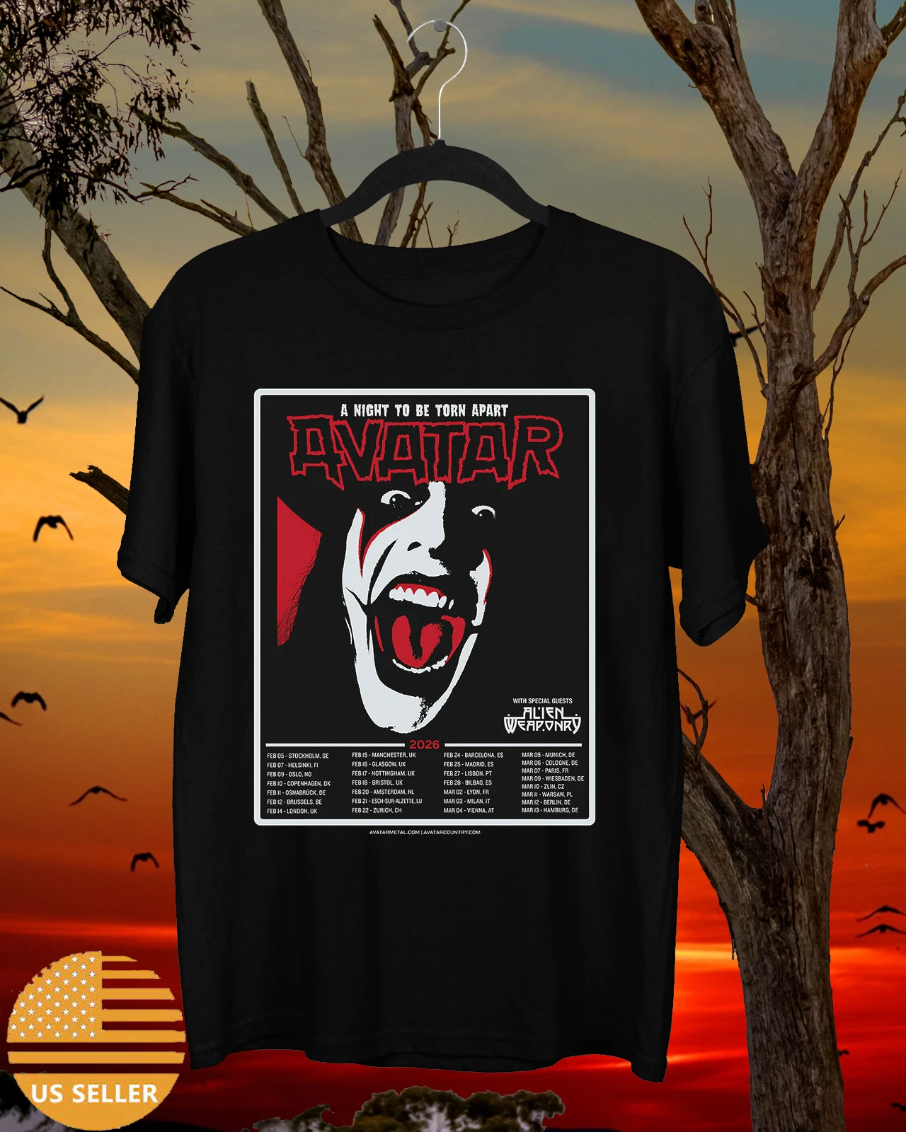 Avatar Band A Night To Be Torn Apart Tour 2026 T Shirt