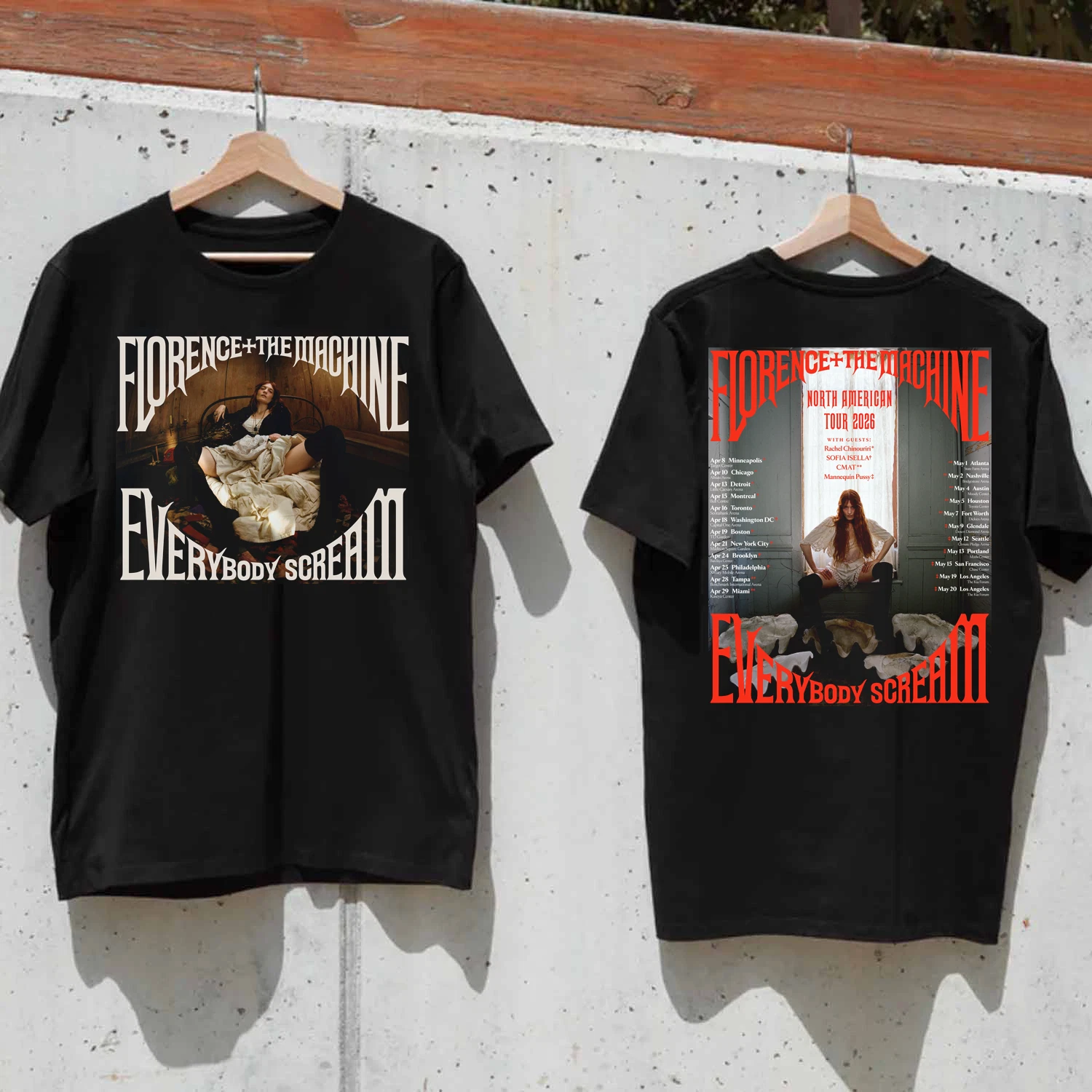 Florence + The Machine 2026 Us Tour Everybody Scream Shirt Black