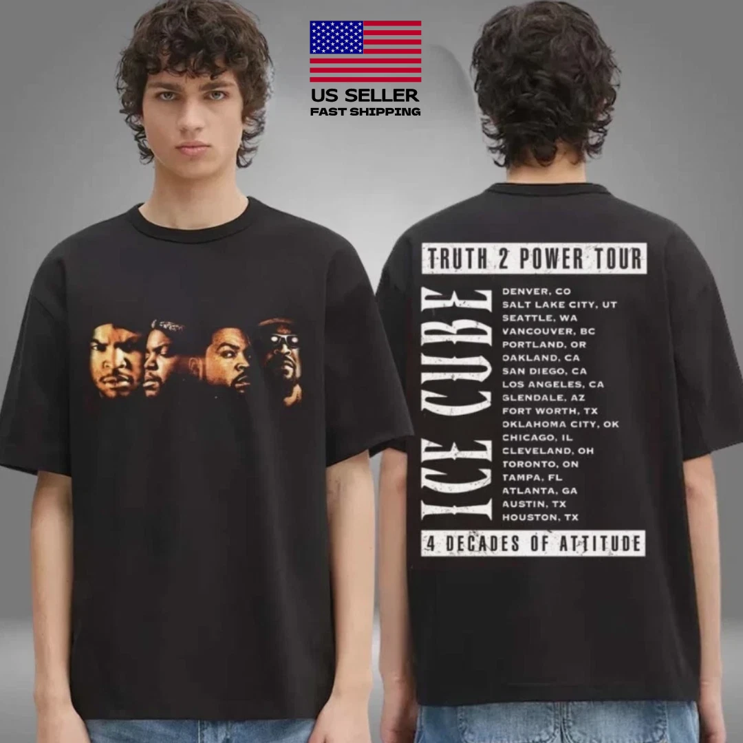 Ice Cube Merch Truth 2 Power Faces Tour Two Sided Unisex Shirt