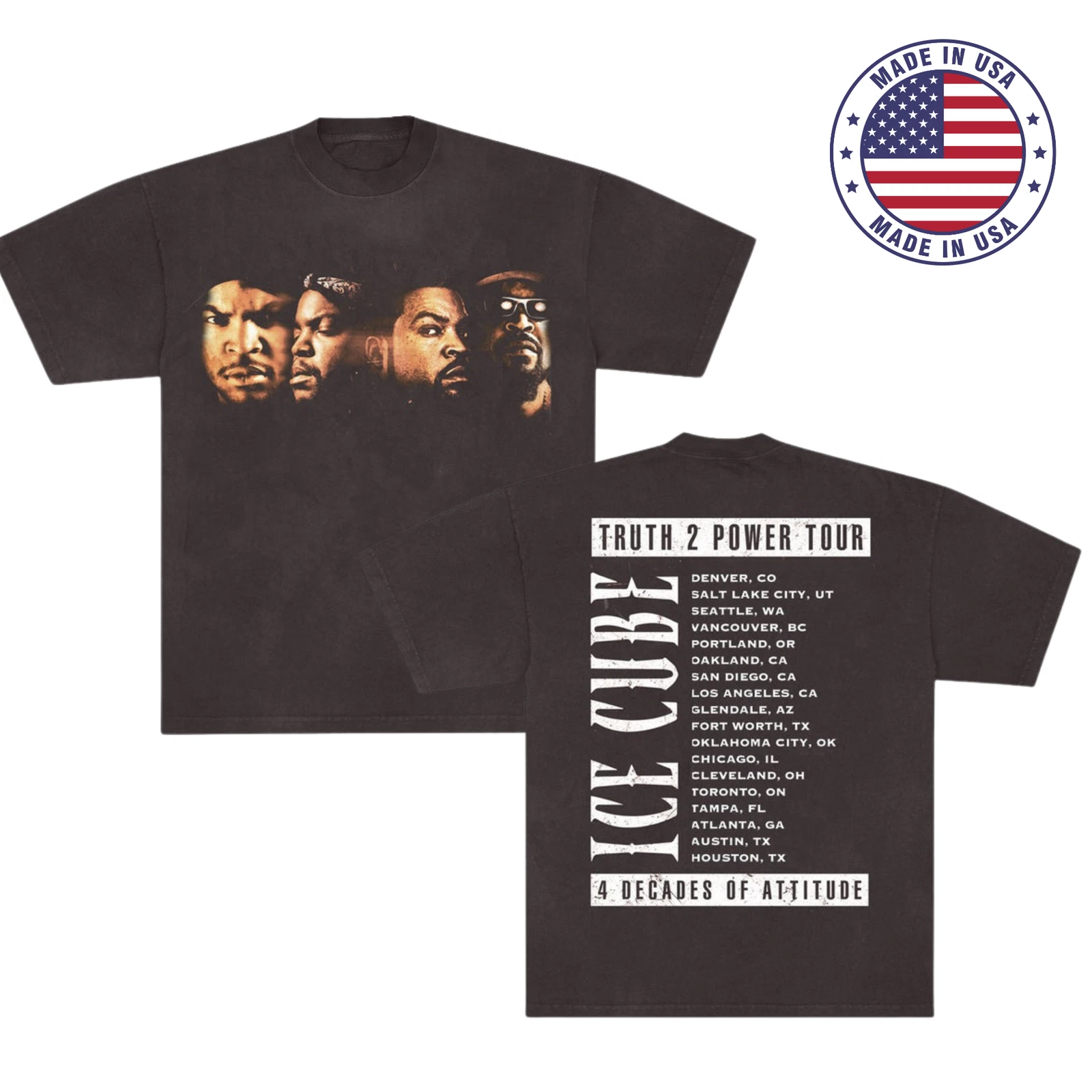 Ice Cube Truth 2 Power Faces Tour Shirt