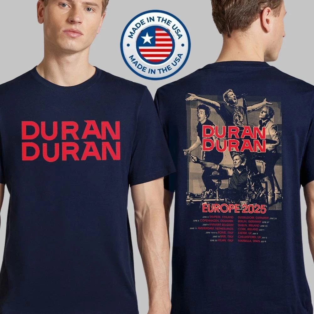 Duran Europe 2025 2026 Navy Collage Bandshot Tour Unisex Shirt
