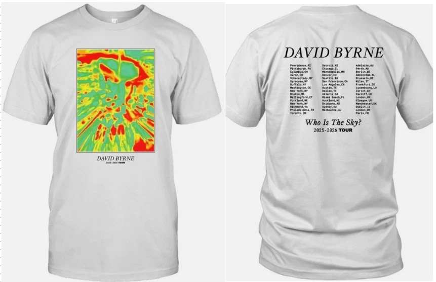 David Byrne Who Is The Sky 2026 Tour T Shirt