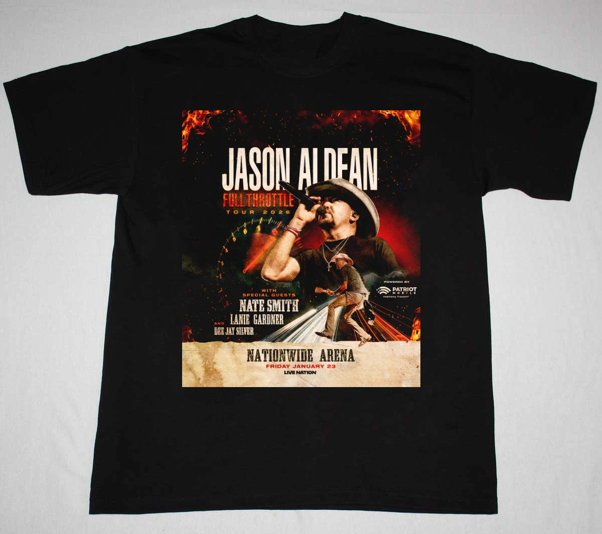Jason Aldean - Full Throttle Tour 2026 Unisex All Size Black Shirt