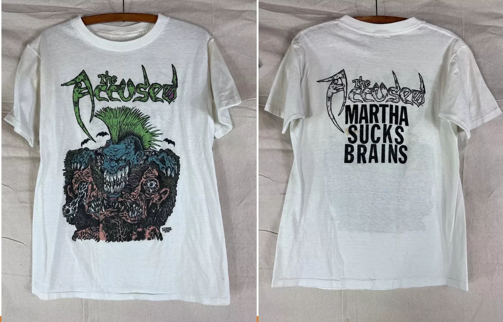 The Accused Martha Sucks Brains Vintage 1986 White All Size Shirt