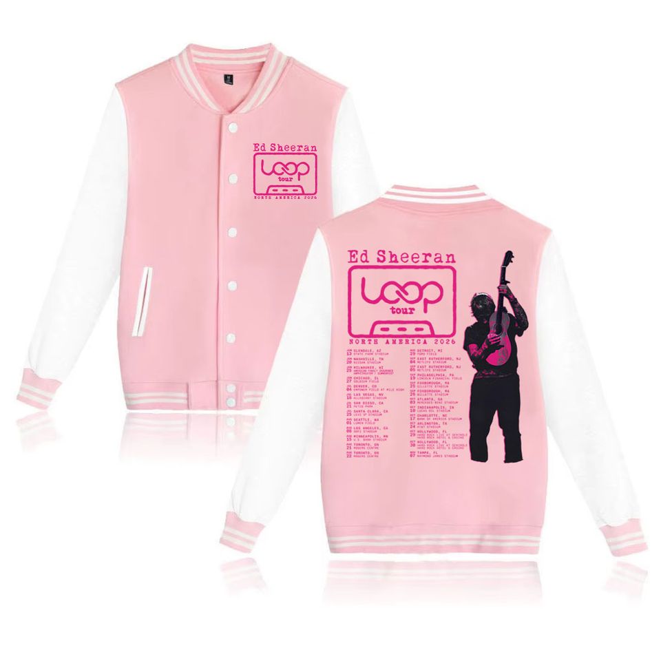 Ed Shee Loop Australia Tour 2026 Baseball Jacket Light Pink
