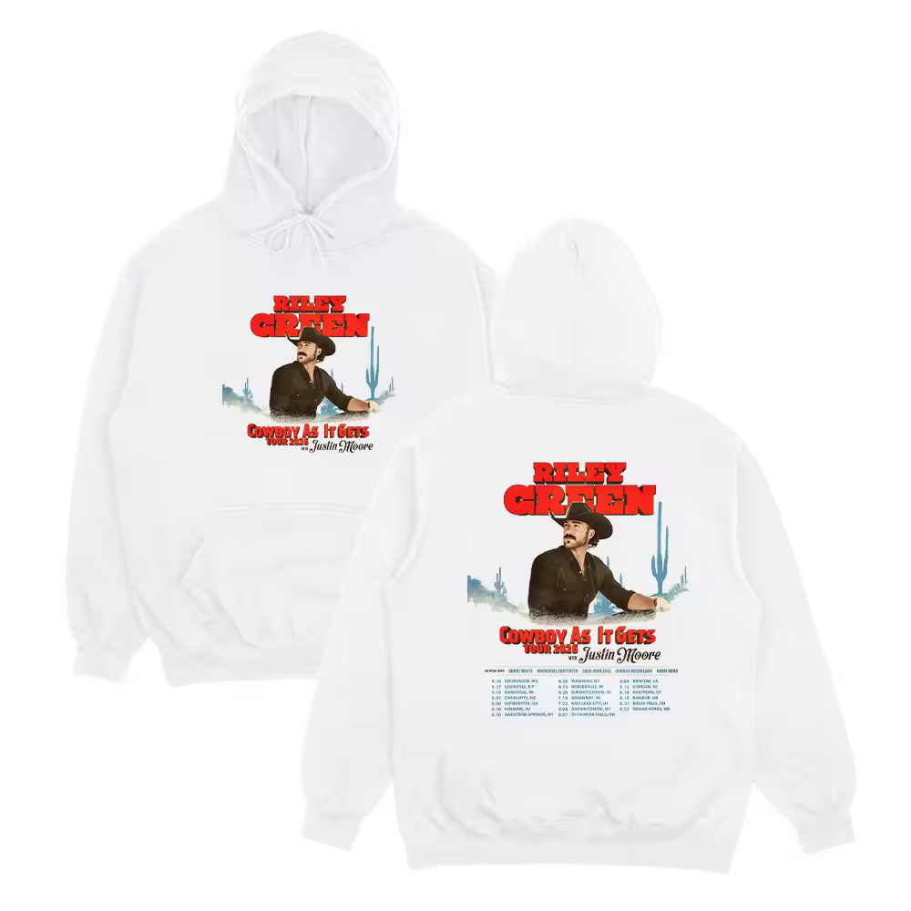 Riley Green Country Music Cowboy As Itgets Tour 2026 Hoodie White