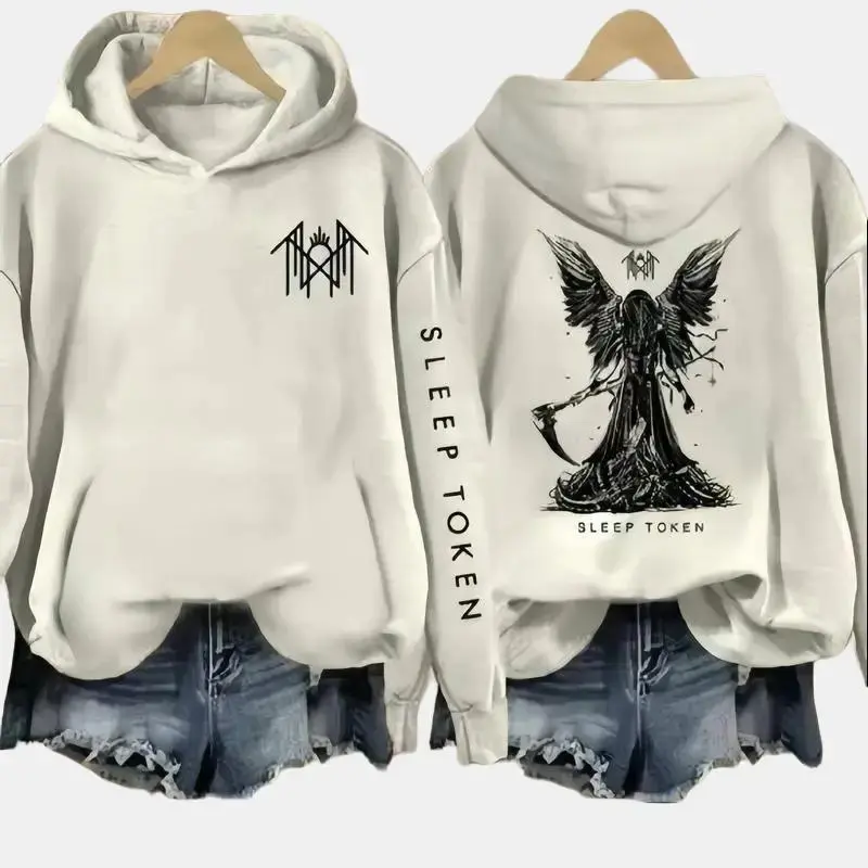 Sleep Token - Reaper Angel - Take Me Back To Eden Print Casual Print Vintage 2 Sided Hoodie