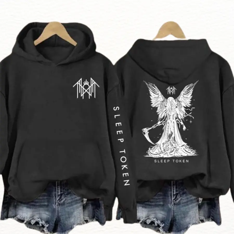 Sleep Token Band 2 Side And Left Sleeve Logo Hoodie Unisex, 2 Sided Unisex Hoodie