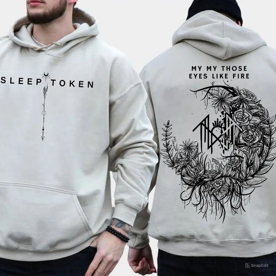 Sleep Token Hoodie My My Those Eyes Like Fire  Aesthetic Floral Graphic Hoodie