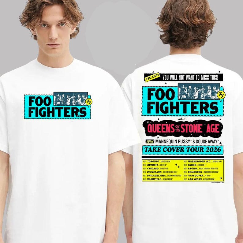 Foo Fighters Event Poster Take Civer Tour 2026 Dates List Two Sided Unisex Shirt