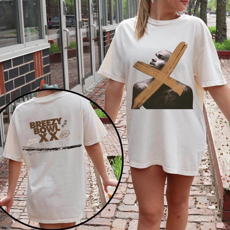 Chris Brown Breezy Bowl Shirt: Gold 'X' Silhouette, Comfort Colors Fanwear