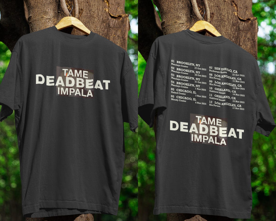 Tame Impala Deadbeat Tour 2025 Shirt Psychedelic Rock Band Merch