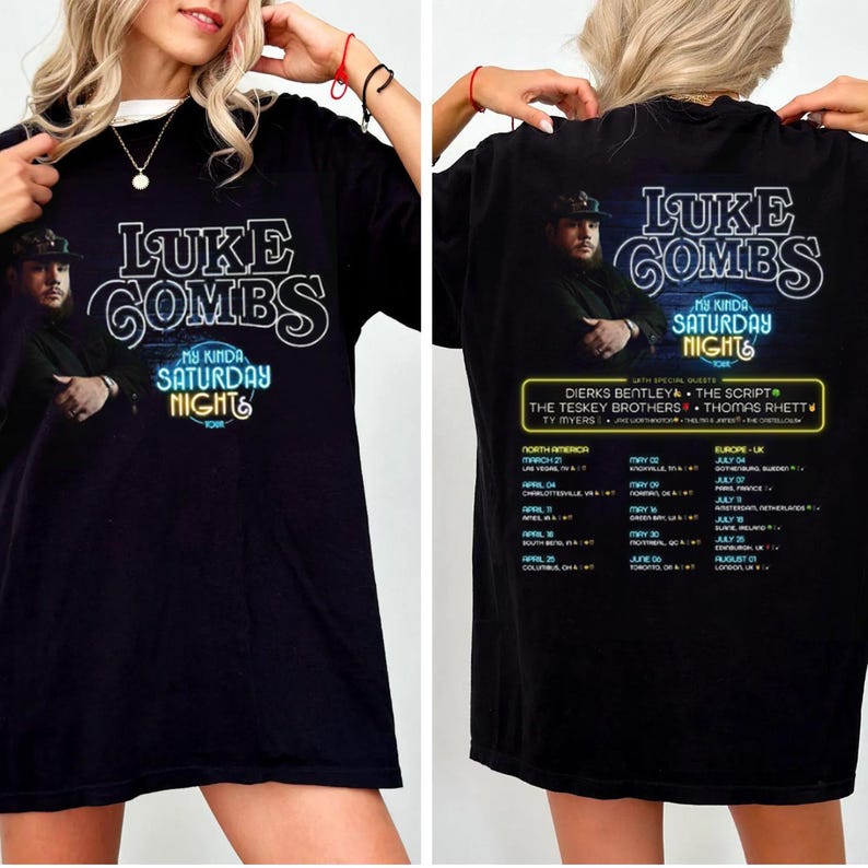 Luke Combs My Kinda Saturday Night Tour 2026 Shirt Black
