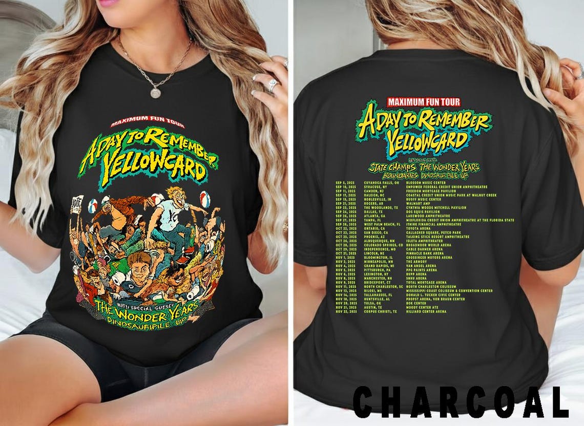 A Day To Remember X Yellowcard Tour 2025 T?Shirt  Black Unisex Concert Dates Shirt