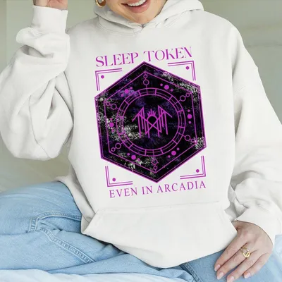 Sleep Token Band Hoodie  With Purple Arcadia Tour Graphic And Sleeve Logo