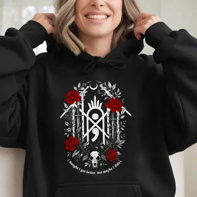 Sleep Token Band Hoodie  With Red Rose Gothic Back Print And Sleeve Logo Shirt